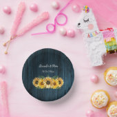 Rustic Blue Sunflower Wedding Paper Bowls Papieren Kommen (Feest)