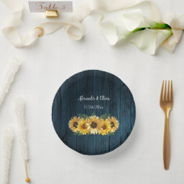 Rustic Blue Sunflower Wedding Paper Bowls Papieren Kommen