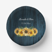 Rustic Blue Sunflower Wedding Paper Bowls Papieren Kommen (Voorkant)