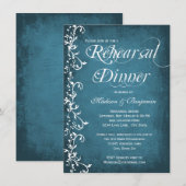 Rustic Blue Swirls Rehearsal Dinner Invitations Kaart (Voorkant / Achterkant)