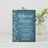 Rustic Blue Swirls Rehearsal Dinner Invitations Kaart (Staand voorkant)