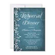 Rustic Blue Swirls Rehearsal Dinner Invitations