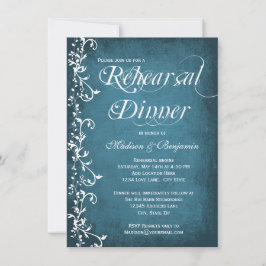 Rustic Blue Swirls Rehearsal Dinner Invitations Kaart