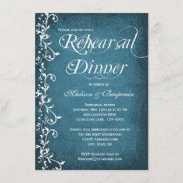Rustic Blue Swirls Rehearsal Dinner Invitations Kaart