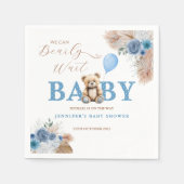 Rustic Blue Teddy Bear Baby Shower Florals Balloon Servet (Voorkant)