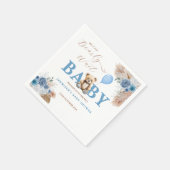 Rustic Blue Teddy Bear Baby Shower Florals Balloon Servet (Hoek)