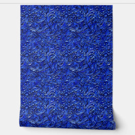 Rustic blue tooled leather behang