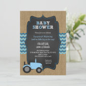 Rustic Blue Tractor boy Baby shower Kaart (Staand voorkant)