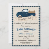 Rustic Blue Truck Baby shower Uitnodiging (Voorkant)