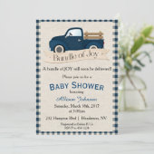 Rustic Blue Truck Baby shower Uitnodiging (Staand voorkant)