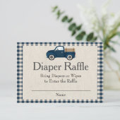 Rustic Blue Truck Diaper Raffle Card Kaart (Staand voorkant)