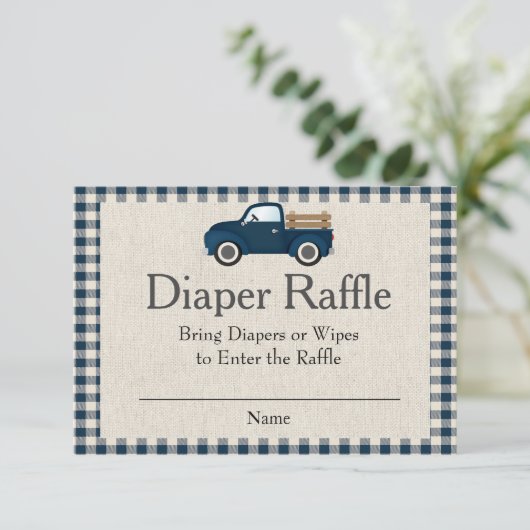 Rustic Blue Truck Diaper Raffle Card Kaart (Staand voorkant)