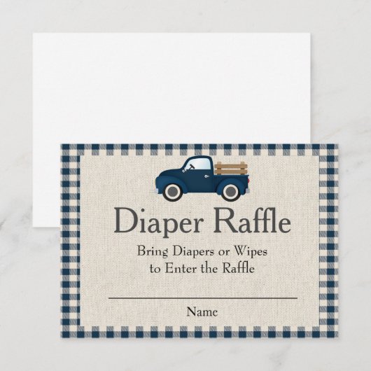 Rustic Blue Truck Diaper Raffle Card Kaart (Voorkant / Achterkant)