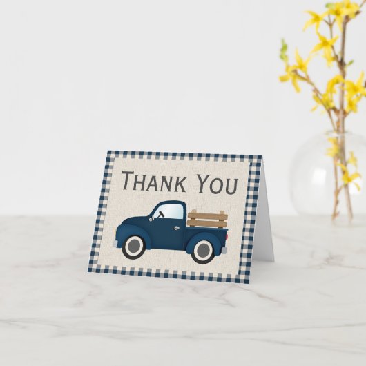 Rustic Blue Truck - Hartelijk dank Kaart (Gele Bloem)