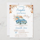 Rustic Blue Truck Little Pumpkin Baby shower Kaart (Voorkant)