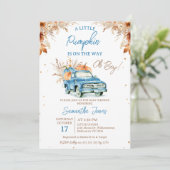 Rustic Blue Truck Little Pumpkin Baby shower Kaart (Staand voorkant)