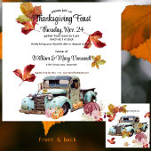 Rustic  Blue Truck Thanksgiving Uitnodiging