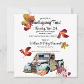 Rustic  Blue Truck Thanksgiving Uitnodiging (Voorkant)
