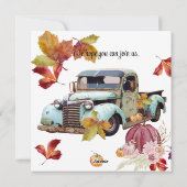 Rustic  Blue Truck Thanksgiving Uitnodiging (Achterkant)