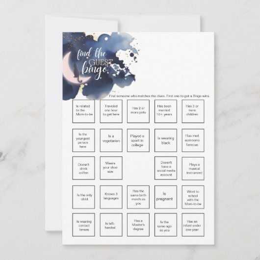 Rustic blue vind de gast baby bingospel uitnodigin kaart (Voorkant)