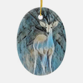Rustic Blue Waterverf van een Gazelle uit Afrika Keramisch Ornament