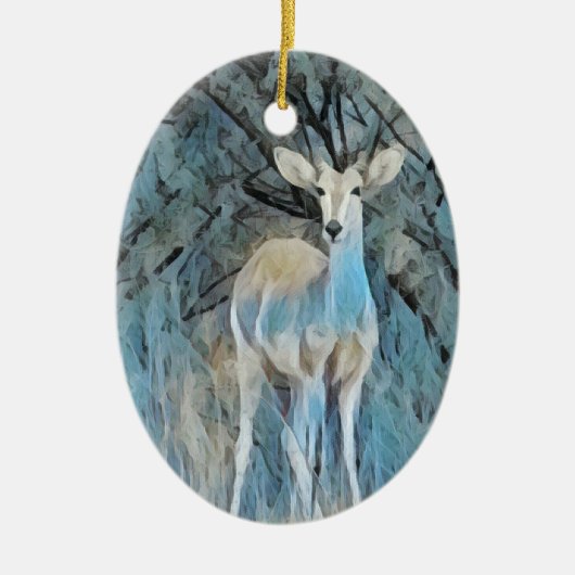 Rustic Blue Waterverf van een Gazelle uit Afrika Keramisch Ornament (Voorkant)
