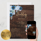 Rustic Blue Wedding Instant Digital Download Kaart