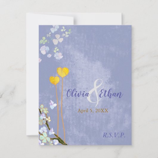 Rustic Blue Wedding Meal Choice RSVP-kaart RSVP Kaartje (Voorkant)