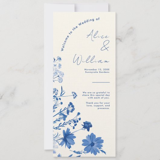 Rustic Blue Wedding Program Kaart (Voorkant)