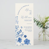 Rustic Blue Wedding Program Kaart (Staand voorkant)