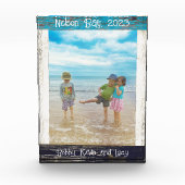 Rustic Blue White Beach Wood Text 5" x 7" Frame Fotoblokken (Voorkant)