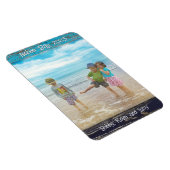 Rustic Blue White Beach Wood Text Photo Frame Magneet (Rechterzijde)