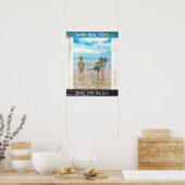 Rustic Blue White Beach Wood Text Photo Frame Poster (Keuken)