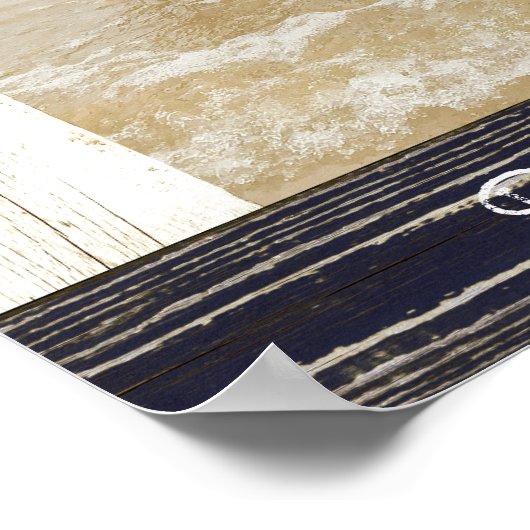 Rustic Blue White Beach Wood Text Photo Frame Poster (Hoek)