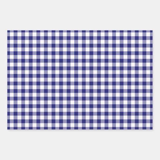 Rustic Blue White Gingham Checkered Pattern Inpakpapier Vel (Voorkant)