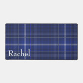 Rustic Blue & White Plaid Monogram Bureaumat (Voorkant)