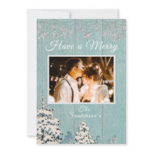 Rustic Blue White Winter Sneeuwfamilie Foto