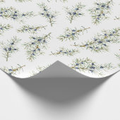 Rustic Blue Winterberry Branches kerstcadeau Cadeaupapier (Hoek)