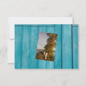 Rustic Blue Wood 3 Foto's Wedding RSVP-kaarten RSVP Kaartje (Achterkant)