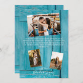 Rustic Blue Wood 4 Foto's Weddenschap Bedankkaart (Voorkant / Achterkant)
