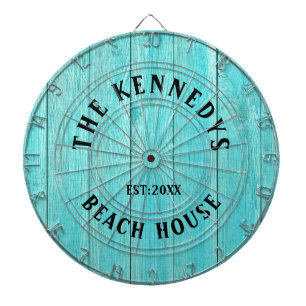 Rustic Blue Wood Beach house Familienaam Dartbord