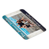 Rustic Blue Wood Family Name Photo Frame Magneet (Rechterzijde)