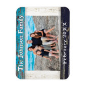 Rustic Blue Wood Family Name Photo Frame Magneet (Verticaal)