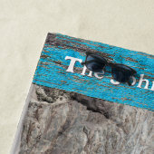 Rustic Blue Wood Family Name Photo Strandlaken (In situ)