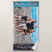 Rustic Blue Wood Family Name Photo Strandlaken (Voorkant)