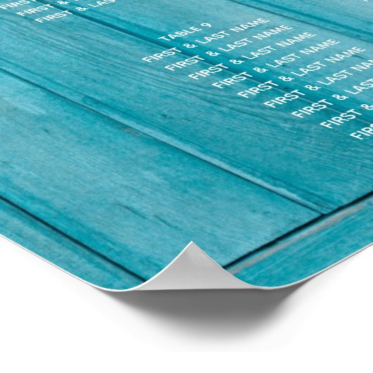 Rustic Blue Wood Foto Wedding Seating Chart Poster (Hoek)