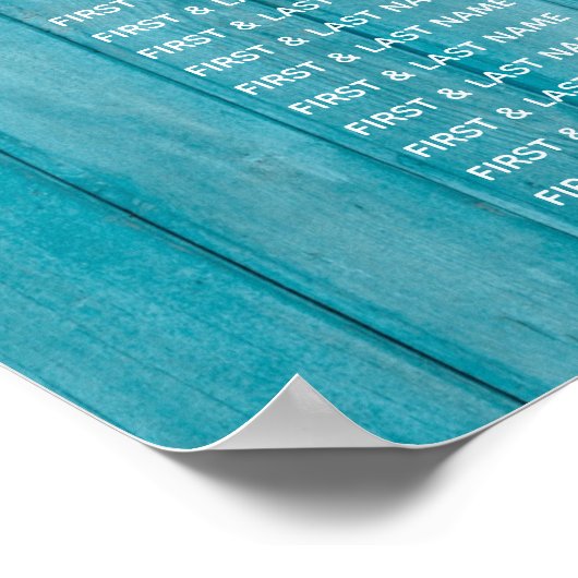 Rustic Blue Wood Foto Wedding Seating Chart Poster (Hoek)