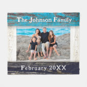 Rustic Blue Wood Frame Family Name  Fleece Deken (Voorkant (Horizontaal))