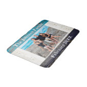 Rustic Blue Wood Frame Family Name Photo Badmat (Gekanteld)