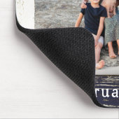 Rustic Blue Wood Frame Family Name Photo Muismat (Hoek)